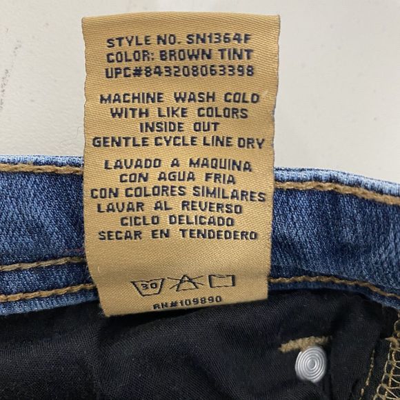 Seven7 Jeans Womens 34x28 Blue Denim‎ Straight Fit Faded Whiskered Distressed - Picture 12 of 14